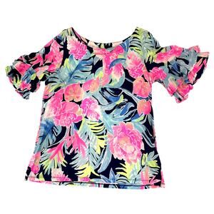 Lilly Pulitzer Floral Palm 1/2 Sleeve Blouse